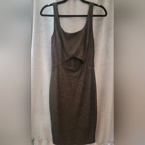 Short black and gold cut-out dress